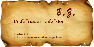 Brünauer Zádor névjegykártya